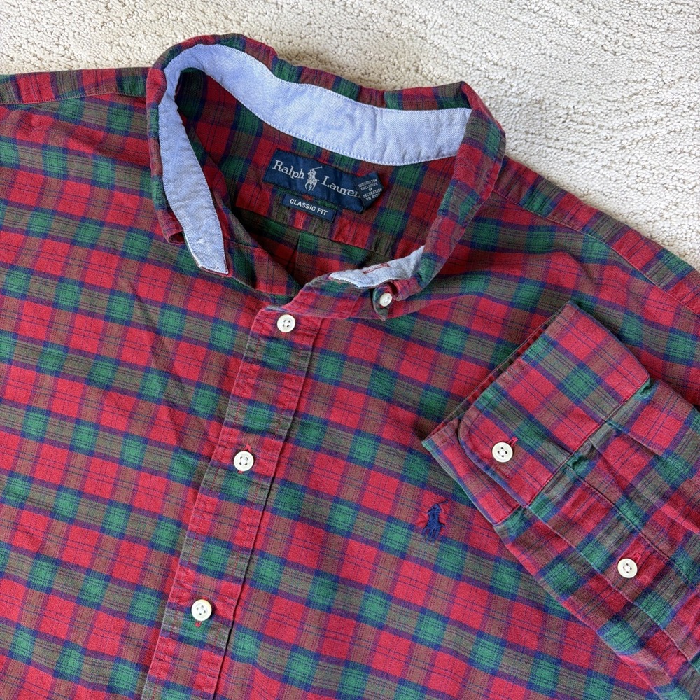 Men's Ralph Lauren Size 2XL Long Sleeve Christmas Plaid Button Down Shirt